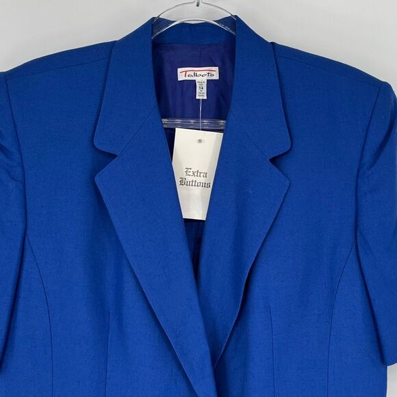 NWT TALBOTS Women Blazer Sz 14 Blue Short Sleeve Italian Fabric Double Breasted - Picture 3 of 15